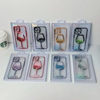 Étui de protection de téléphone en verre de vin rouge Quicksand mobile liquide Transparent électrolytique de luxe pour iPhone 16 15 14 13 Pro Max