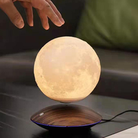 Lámpara Lunar Magnética Levitante, Luz Nocturna LED 3D, Control Táctil, 3 Colores, Lámpara de Escritorio Giratoria Flotante para Decoración del Hogar y Regalo