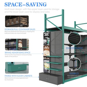 Club Store Gondola Shelving with Heavy Duty Hooks Supermarket <b>Shelves</b> <b>Metal</b> Use Hardware Tools Display Rack - Product Image 3