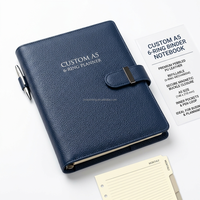 Carnet de notes A5 en cuir personnalisé avec logo en relief, organiseur rechargeable à 6 trous avec porte-cartes et attache stylo, agenda professionnel