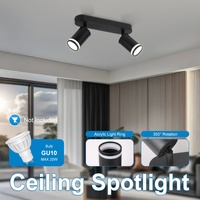 Foco LED de Techo Giratorio GU10 de Múltiples Cabezales para Montaje en Superficie, Carcasa de Aluminio para Riel de Luz LED para Sala de Estar