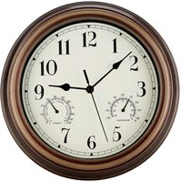 Jam Dinding Retro Tahan Air 30cm untuk Dalam dan Luar Ruangan, Kombinasi Suhu dan Kelembapan, Bertenaga Baterai, Jam Senyap, Dekorasi Dinding