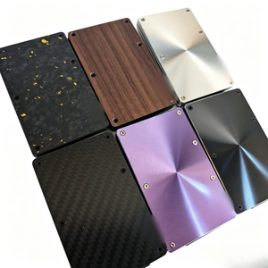 Ultra Slim <strong>Cardholder</strong> Factory Price Aluminum Carbon Fiber RFID Blocking Minimalist With Elastic Band Metal <strong>Wallet</strong> With Money - Product Image 1