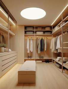 Armoire Walk-In de style minimaliste moderne, couleur bois, espace de rangement multiple, dressing professionnel - Product Image 2