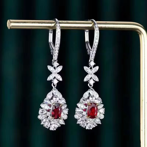 SGARIT Bijoux fins en or 18 carats avec pierres précieuses, 0,88 ct, rubis naturel non chauffé couleur sang de pigeon, boucles d'oreilles pour femmes, certificat GUILD - Product Image 3