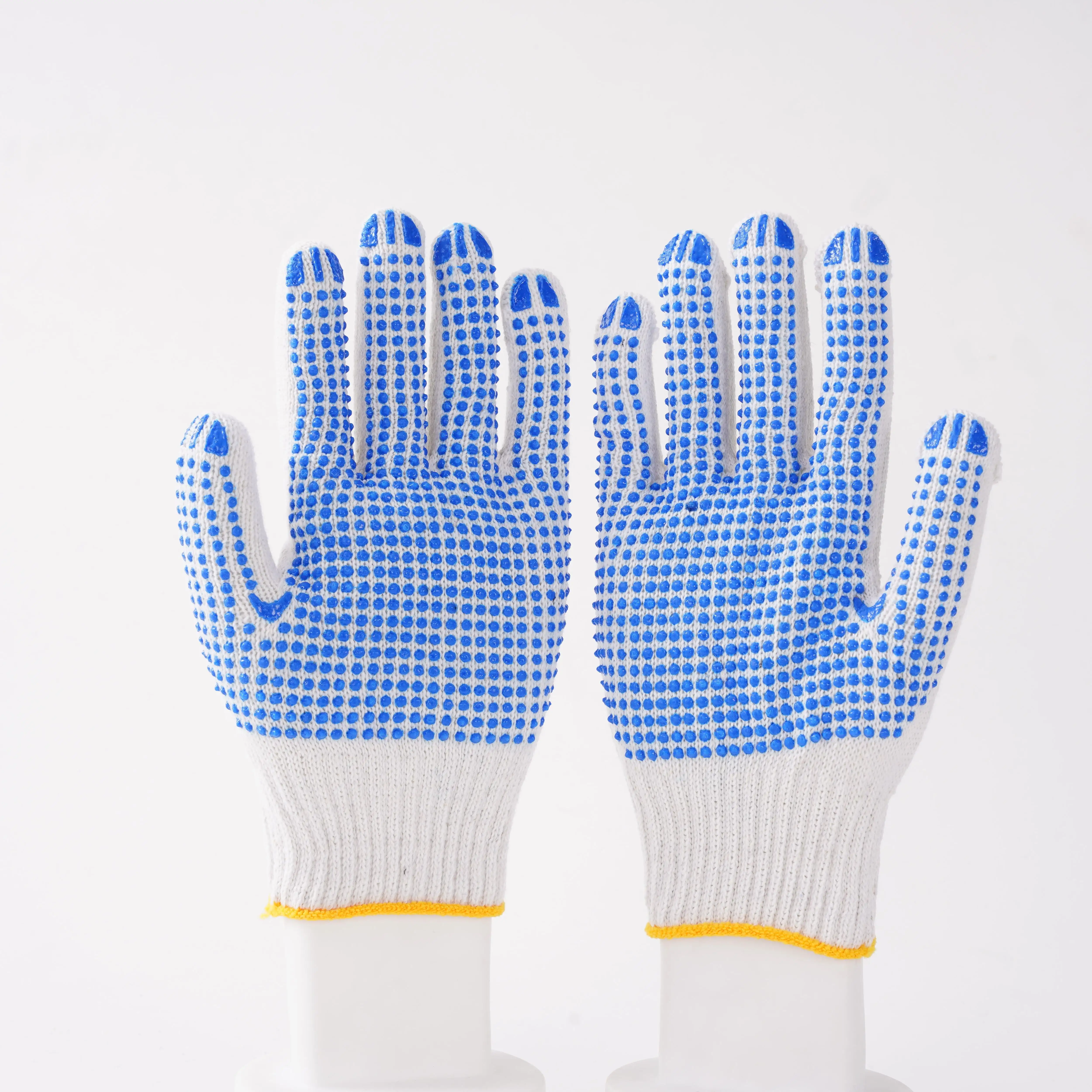 Gepunktete PVC-Handschuhe mit günstigem Preis für Handschutz Weiche 7-Gauge-PVC-gepunktete Baumwoll handschuhe für den Arbeits gebrauch Arbeits sicherheit