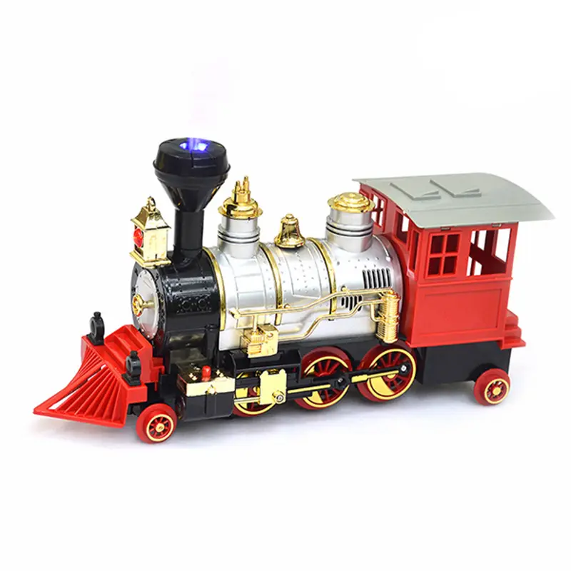 Европейский классический поезд электрический атомный паровоз с подсветкой и музыкой, игрушечный паровоз для детей