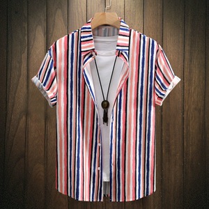<span class=keywords><strong>เสื้อ</strong></span>เชิ้ตแขนสั้นสำหรับผู้ชาย2024มีสไตล์โดยไม่ต้องออกแรงพร้อมความสบายในฤดูใบไม้ผลิสี่ด้าน - Product Image 4