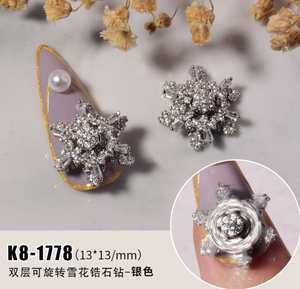 Nouveau grand flocon de neige rotatif Double Zircon accessoires pour ongles ornement pour ongles - Product Image 5