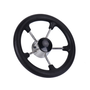 Volante para barcos, accesorio de control marino con agarre de goma negra - Product Image 1