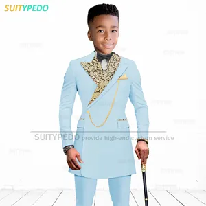 Costume de garçon <span class=keywords><strong>bleu</strong></span> royal formel <span class=keywords><strong>pour</strong></span> enfants tenue de Performance de remise des diplômes mariages pantalons de Costume d'hôte de fête <span class=keywords><strong>pour</strong></span> enfants 2 pièces - Product Image 4
