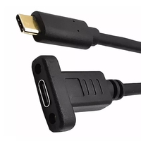 Cable de datos de extensión Usb C macho a hembra con orificio de tornillo de montaje en panel 0,17 M