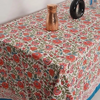 Nappe rectangulaire 100 % coton à imprimé floral personnalisé, idéale pour la maison, l'hôtel, les mariages, les fêtes et les pique-niques