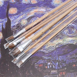 Lot de 6 pinceaux à poils durs pour peinture, en bois, à long manche, pour <span class=keywords><strong>gouache</strong></span>, aquarelle, acrylique, en forme de noisette, pour fournitures artistiques - Product Image 6