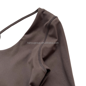 Mono corto liso de manga larga con cuello en U para mujer al por mayor, mono de verano para yoga, ropa estética - Product Image 2