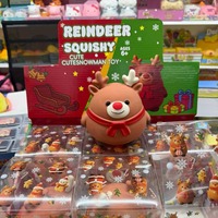 Jouet Squishy Renne de Noël Adorable, Jouet Anti-Stress Renne au Nez Rouge à Presser, Jouet Anti-Stress pour Décoration et Cadeaux de Noël