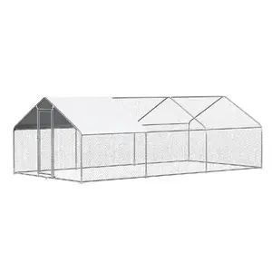 Anti-Uv Three Rooms Outside Poultry Farming Steel Wire Mesh Spire Roof Walk-In Chicken Run Coop