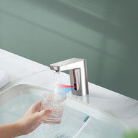 Robinet de lavabo intelligent à capteur infrarouge, économiseur d'eau, en céramique, automatique, sans contact, chromé, avec boîtier de commande pour salle de bain