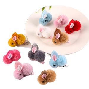 Clipe de Cabelo de Coelho Pompom Fofo para Meninas, Clipe de Cabelo de Coelho Peludo para Bebê - Product Image 1