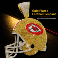 Collier pendentif casque de football américain tendance, pendentif bling hip-hop avec logo d'équipe, collier breloque casque de sport personnalisé pour hommes