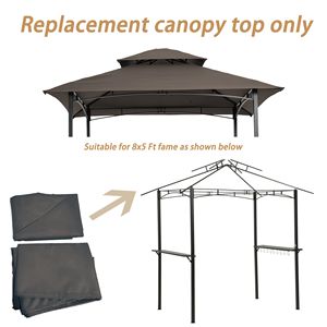 8x5ft Double Tiered BBQ Tent Roof Top <b>Cover</b> <b>Gazebo</b> Replacement Canopy & Pergola - Product Image 4