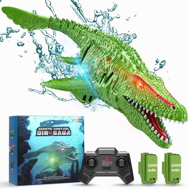 2023 HOSHI HScopter Remote Control Dinosaur RC Crocodile With LED Lights 2.4G Water Toys RC Boat Module Batteries Kids Toy