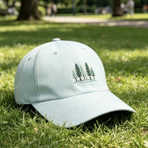 Custom 6 <b>Panel</b> <b>Light</b> Blue Baseball Cap Pine Tree Embroidery Adjustable Dad Hat Breathable Sun Protection Outdoor Sports Cap - Product Image 5