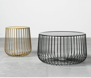 Disen Indoor Black Coffee <b>Table</b> <b>Small</b> Steel Wire <b>Round</b> Cage Coffee <b>Table</b> Metal Wire Coffee <b>Table</b> - Product Image 1