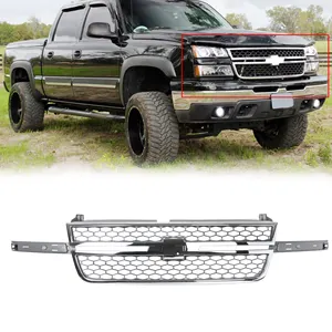 Front Grille Chrome & Gray for Silverado 1500 2500 3500 Pickup 2003-2007