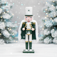 Casse-noisette en bois blanc de 30 cm, soldat de Noël de 12 pouces, peint à la main, avec cape à flocons de neige, décoration, cadeau, vente en gros d'usine
