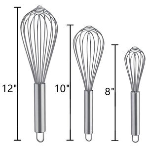 Batidor de Huevos Manual de Acero Inoxidable de 8, 10 y 12 Pulgadas, Herramienta para Mezclar Repostería, Mezclador de Masa, Apto para Lavavajillas y Horno, Sostenible - Product Image 2