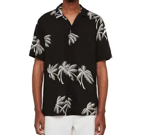 Custom Made Korte Mouwen Gedrukt Button Down Bloemen Strand Rayon Hawaiian Shirts Aloha Shirt Voor Mannen