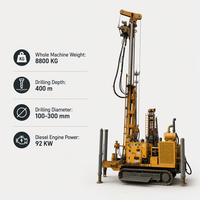 Foreuse de puits d'eau d'occasion KY 400, profondeur 400m, moteur diesel Yuchai 92kW, machine de forage pour puits d'eau