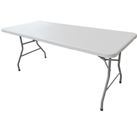 Table pliante portable JDY-04 en HDPE blanc, résistante à l'huile, rectangulaire, en plastique, pour pique-nique et événements en plein air