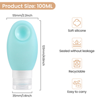 Flacons de shampooing en silicone transparent blanc personnalisés de 3,4 oz, flacons cosmétiques en silicone transparent de 100 ml étanches à presser pour les voyages