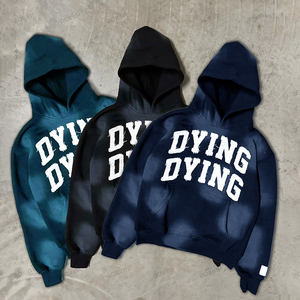 Haute qualité français éponge surdimensionné 100% coton à capuche unisexe sweat à capuche court hommes en détresse broderie sweats à capuche personnalisés pour homme - Product Image 1