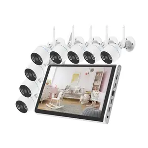 8CH 3MP HD Wireless Security Surveillance Camera System WiFi 10.1 inch Touch Screen LCD NVR kit