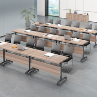 Bureau de formation à dessus rabattable en bois moderne Table de réunion de conférence pliable avec roues pour l'école, la maison, le bureau et l'hôpital