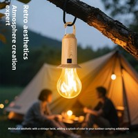 Lampe de camping solaire d'extérieur avec télécommande, chargement USB Type-C, style rétro, lampe décorative de tente avec filament de tungstène