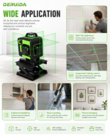 DERUIDA Niveau laser rotatif automatique 4D 16 lignes, auto-nivelant 360°, faisceau vert multifonctionnel, niveau laser croisé