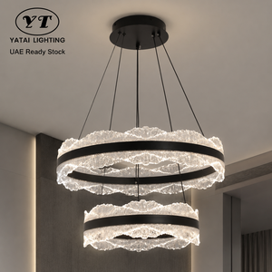 Lustre moderne en fer et acrylique, LED dimmable, télécommande, trois couleurs, hauteur réglable, pour salle à manger, maison, 60 cm, 40 cm - Product Image 1