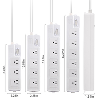 Multiprise américaine standard 15A/125V avec câble d'extension en cuivre de 5 m à 6 prises, personnalisée en usine, pour la maison et le bureau