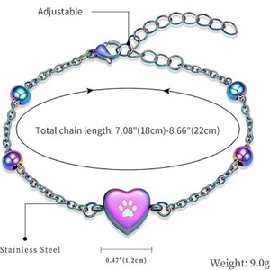 Pulsera Urna para Cenizas de Mascotas con Forma de Corazón, de Acero Inoxidable, con Cordón Ajustable, Joyería Conmemorativa para Perros y Gatos, con Logotipo Personalizado - Product Image 2