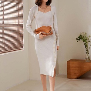Vestido de Suéter Otoñal Personalizado para Mujer, Elegante y Formal, de Manga Larga, Vestidos Blancos de Oficina para Mujer - Product Image 2