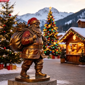 YOUFINE Ensemble <span class=keywords><strong>de</strong></span> statues personnalisables en bronze du Père Noël et des rennes, sculpture <span class=keywords><strong>de</strong></span> décoration <span class=keywords><strong>de</strong></span> Noël extérieure pour la place <span class=keywords><strong>de</strong></span> la ville et la décoration des fêtes - Product Image 3