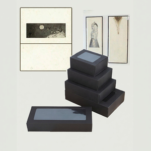 Cajas de Papel Kraft Negras con Ventana Transparente, Cajas de Regalo de Varios Tamaños, Cajas de Cartón Negras para Joyería - Product Image 2