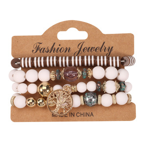 Fashion Jewelry Tree Of Life Beaded <b>Bracelets</b> <b>Set</b> 4Pcs Women's Multilayer Charm Gift Made In China - Product Image 3