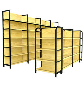 Guichang acero duradero <span class=keywords><strong>4</strong></span> estantes certificado CE acabado en grano de madera góndola tienda de cosméticos estante de exhibición accesorio de tienda - Product Image 4