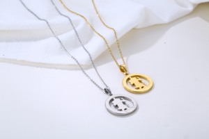 Perhiasan Pria terlaris liontin santo <span class=keywords><strong>Christopher</strong></span> 18K emas baja tahan karat koin bulat jimat religius kalung <span class=keywords><strong>Christopher</strong></span> - Product Image 5