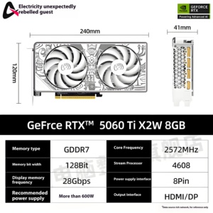Scheda Grafica Gaming AX RTX 5060 Ti X2W 8G Bianca per Desktop AI, Nuova GPU Indipendente con Ventola, Design da Gaming, Vendita all'Ingrosso - Product Image 4
